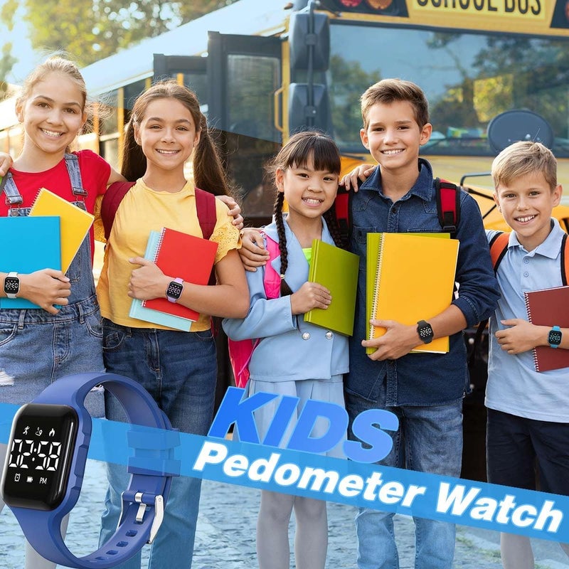 synwoo Kids LED Digital Watch, with Pedometer Step Counter, Waterproof, Sport Wristwatch, Calendar, Alarm Clock for Children Boys Girls Teens - Image 2